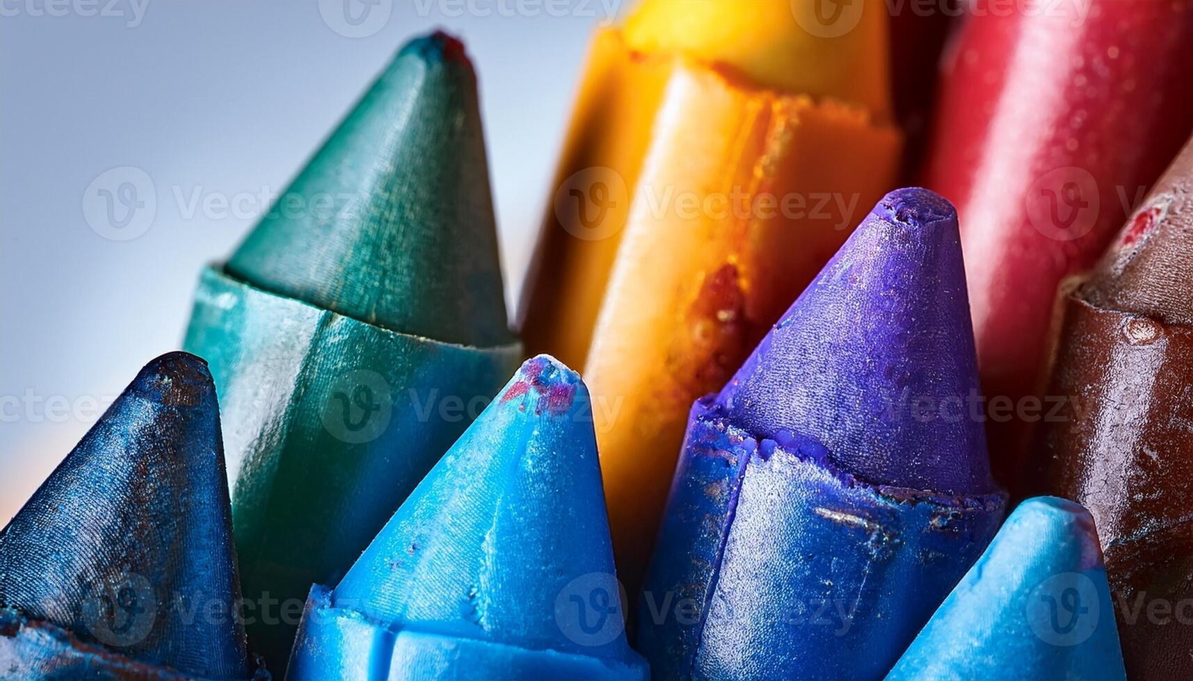 Crayons in Vibrant Colors Arranged in a Circular Pattern Showcasing Creative Potential for Art Projects photo