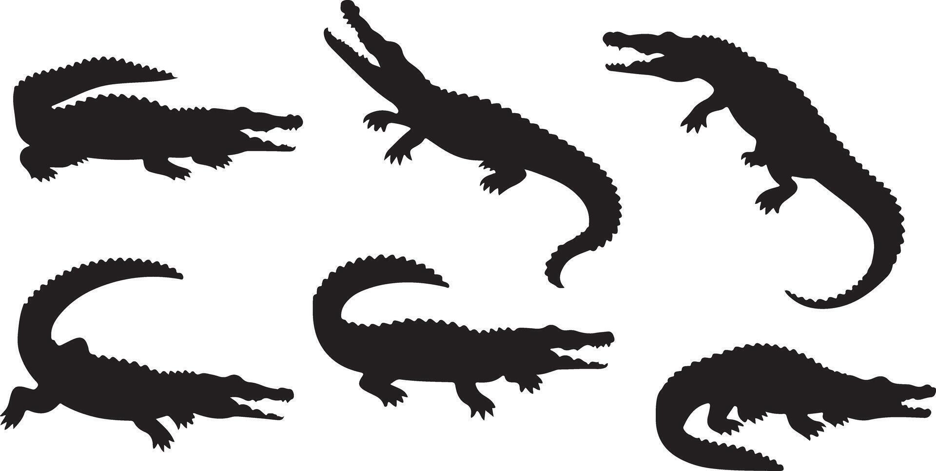 Angry Crocodile silhouettes vector