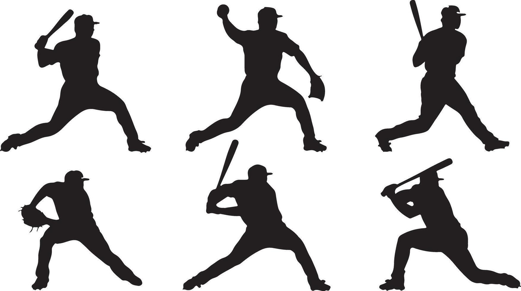 Set of Baseball silhouettes vector