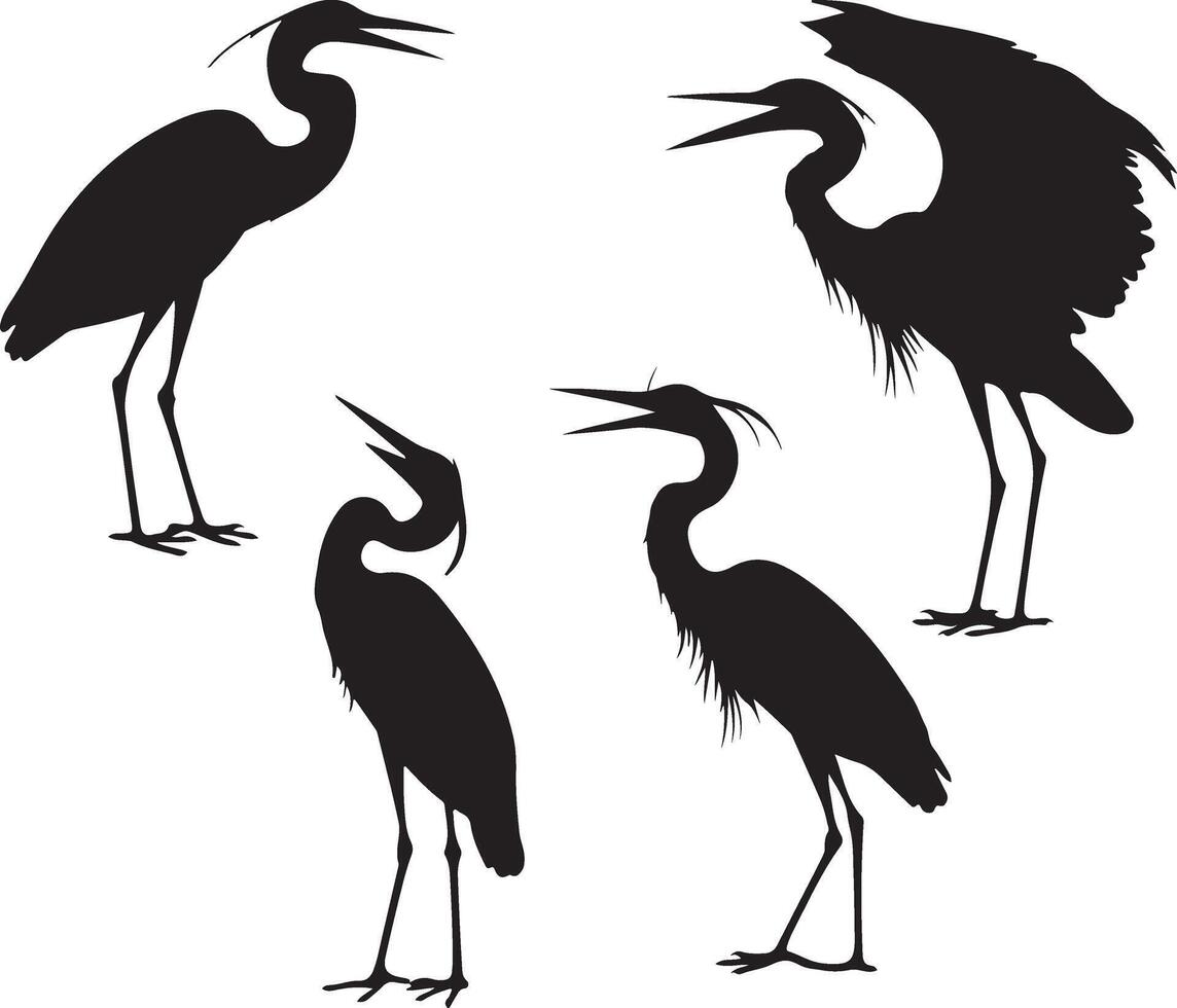 Black Heron silhouette vector