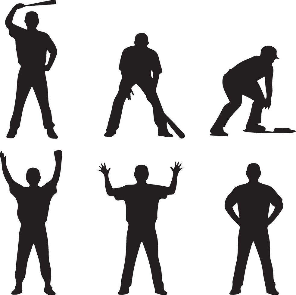 Set of Baseball silhouette vector