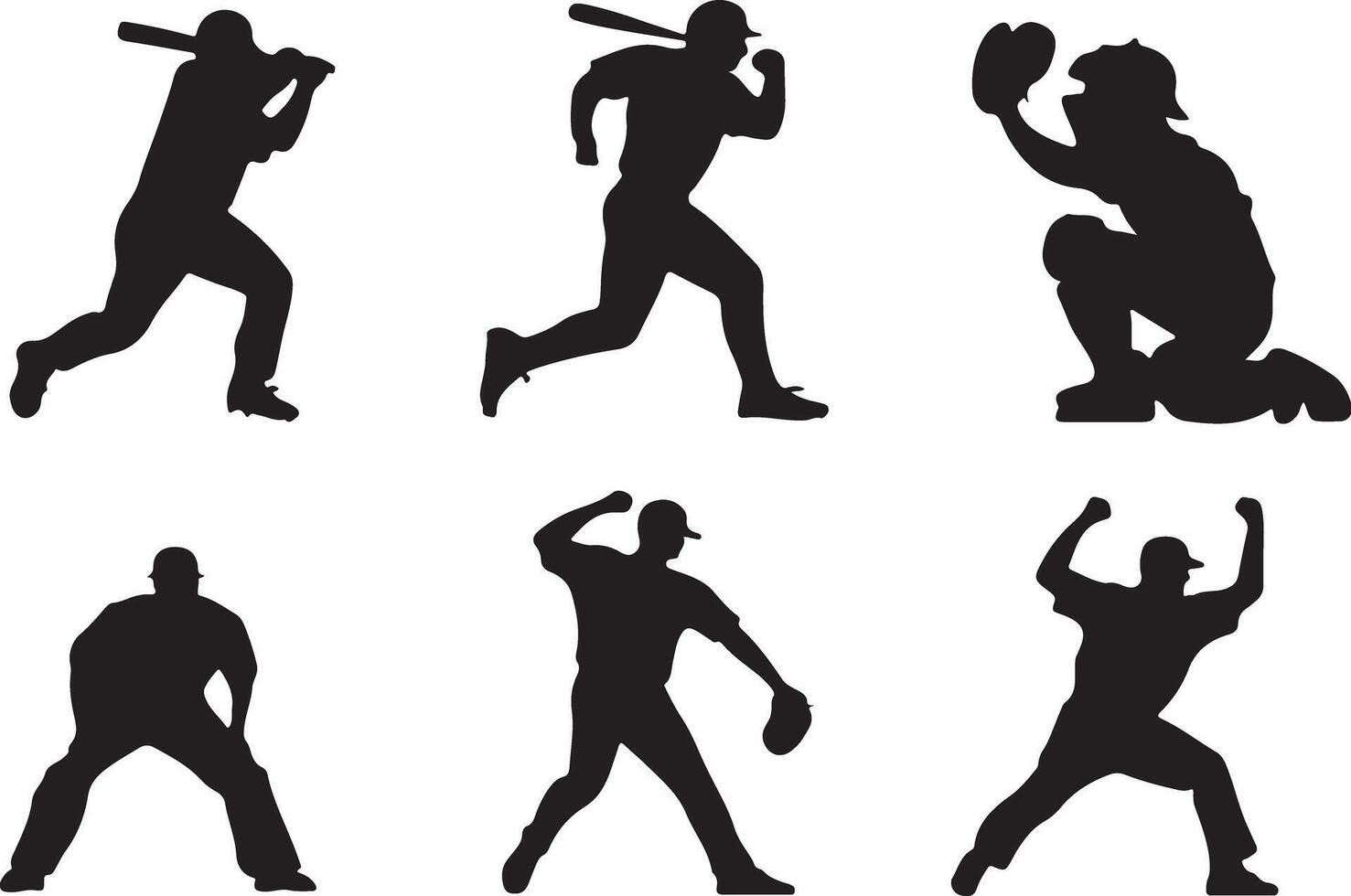 Collection of Baseball silhouettes vector