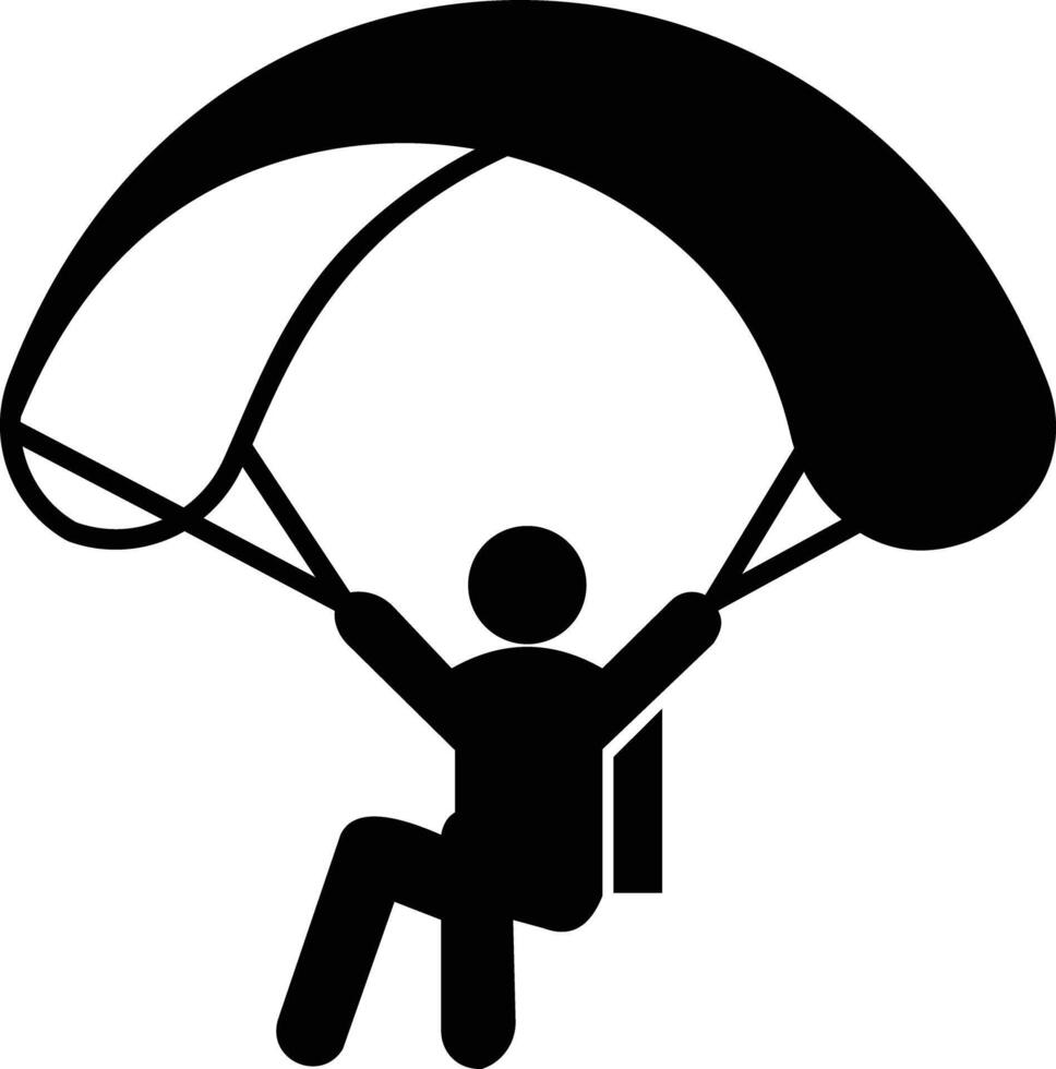 Parachute sport illustration. parachutist icon, black design vector