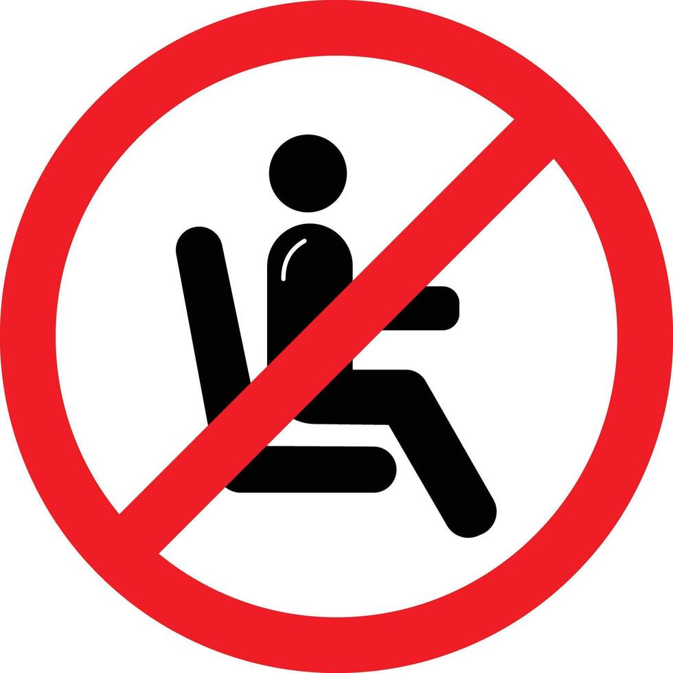 No sitting. Do not sit on surface, prohibition sign vector