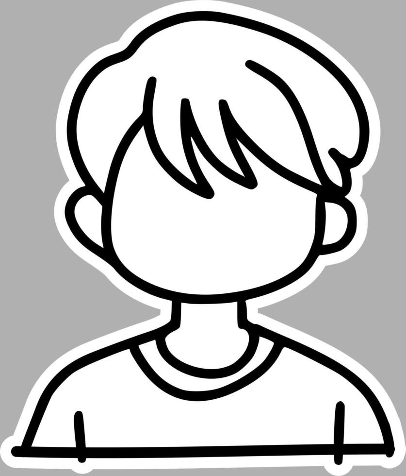 Minimalist Faceless Cartoon Portrait, Handmade Line Art vector