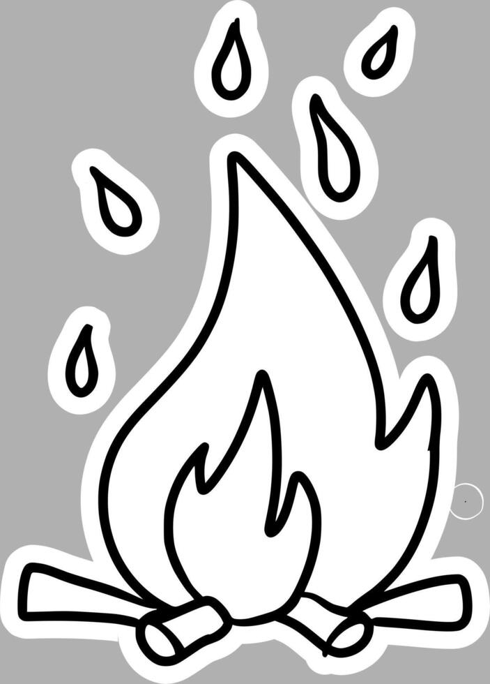 Hand-Drawn Campfire, Black and White Sketch vector