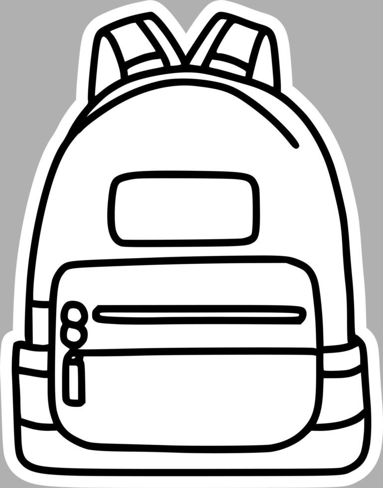 Monochrome Hiking Bag Sketch, Handmade Art vector