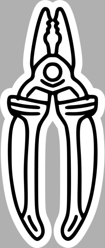 Hand-Drawn Pliers, Black and White Sketch vector