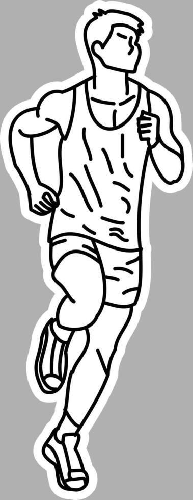 Vintage Runner Illustration, Handcrafted Ink Drawing vector