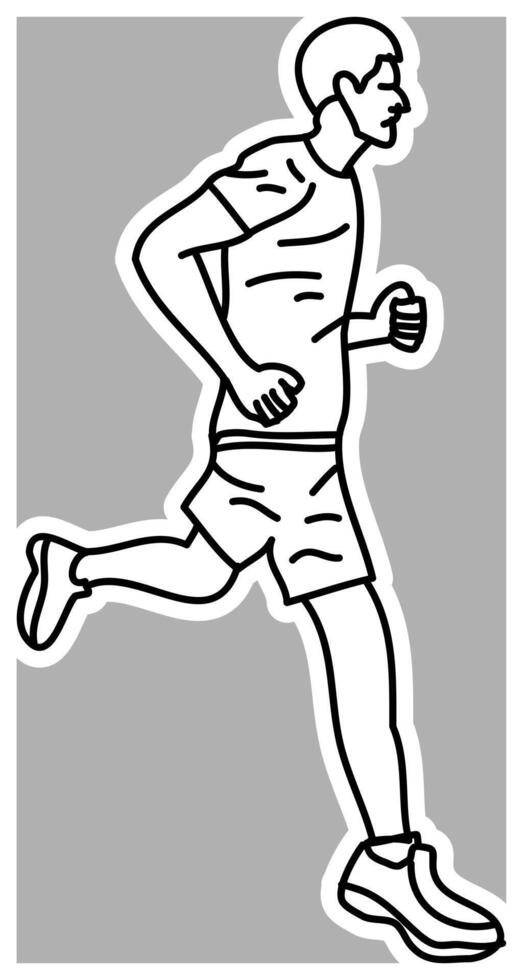 Minimalist Running Doodle, Black and White Handmade Art vector