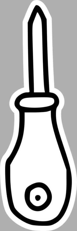 Hand-Drawn Screwdriver, Black and White Sketch vector