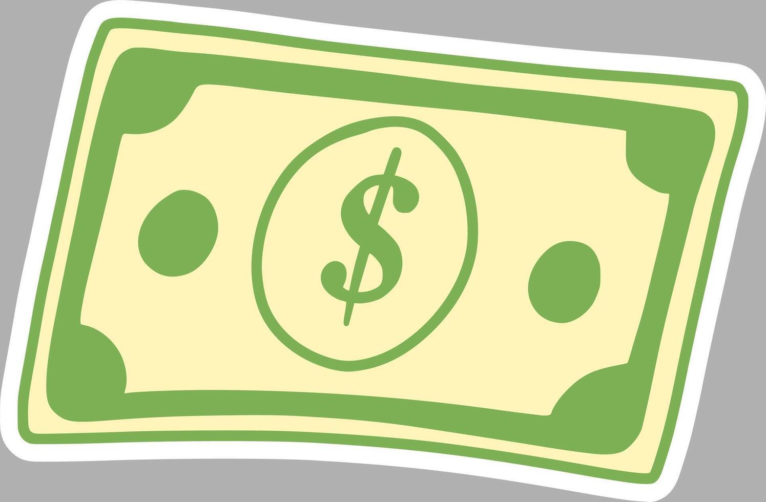 Hand-Drawn Dollar Sign, green color Sketch vector