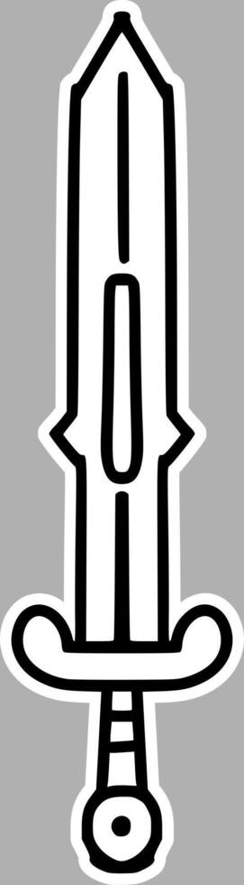 Hand-Drawn Royal Sword, Black and White Sketch vector