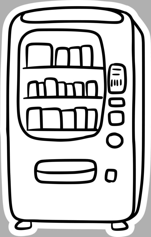 Hand-Drawn Vending Machine, Black and White Sketch vector