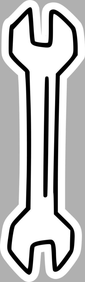 Monochrome Adjustable Wrench Sketch, Handmade Art vector