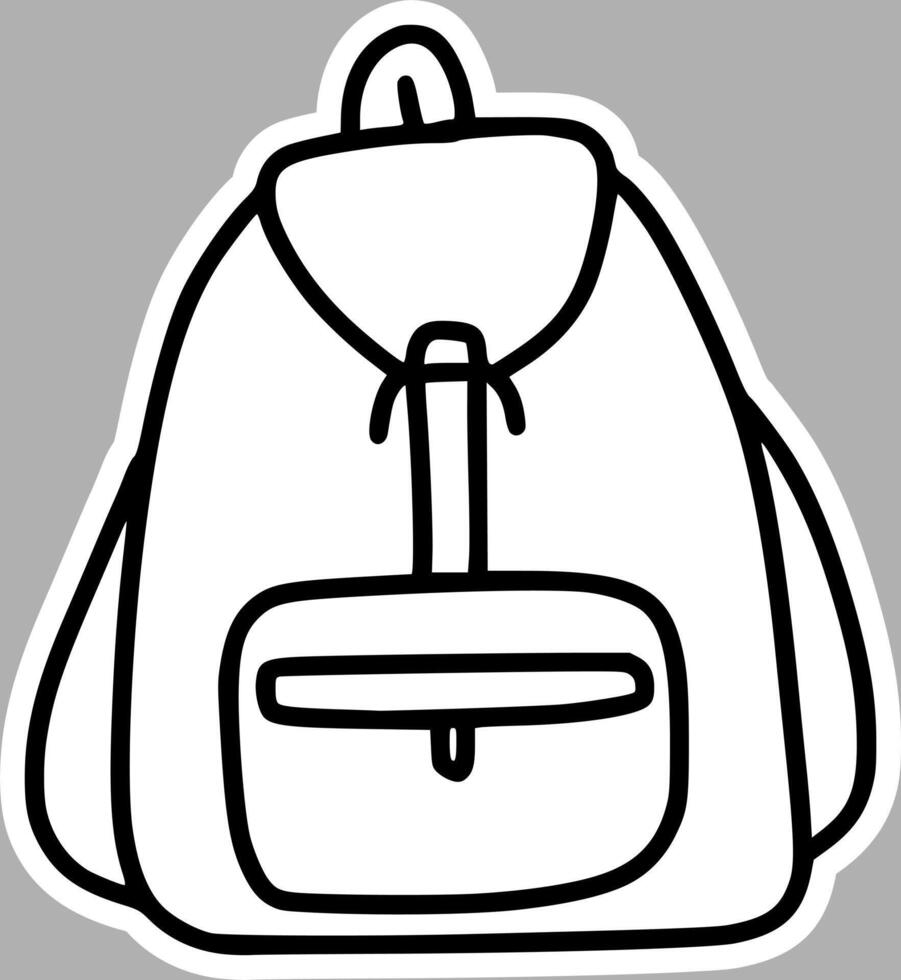 Hand-Drawn Backpack, Black and White Sketch vector