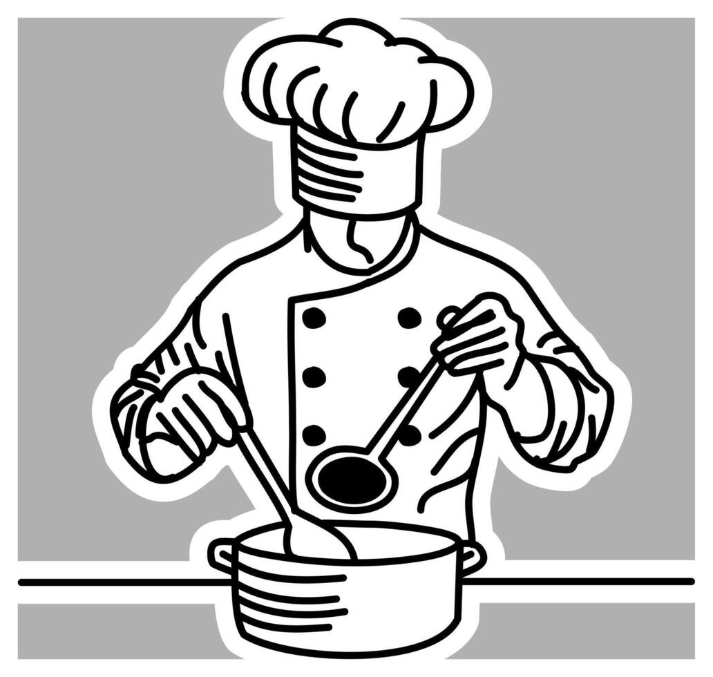 Vintage Chef Illustration, Handcrafted Ink Drawing vector