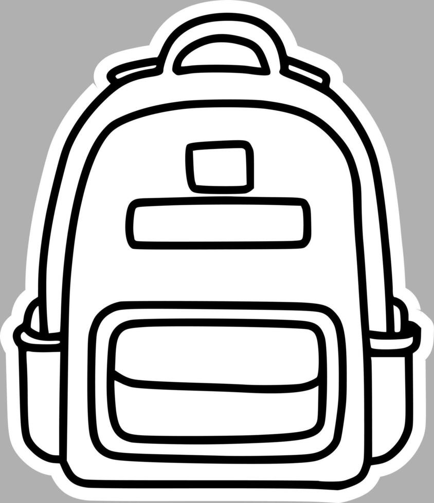 Rustic School Backpack Illustration, Black and White Hand-Drawn Style vector