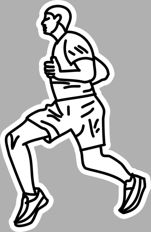 Hand-Drawn Running Athlete, Black and White Sketch vector