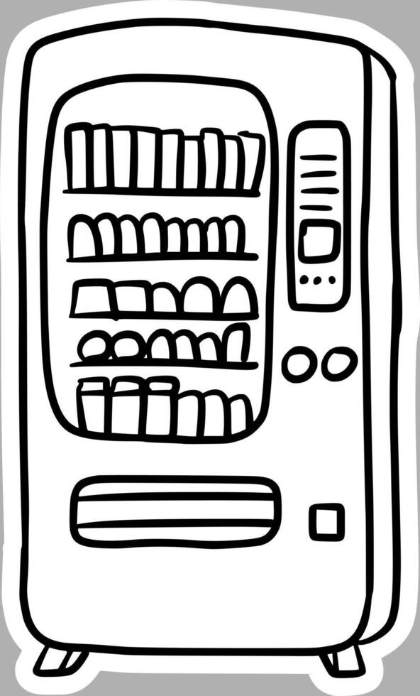 Rustic Beverage Vending Machine Illustration, Black and White Hand-Drawn Style vector
