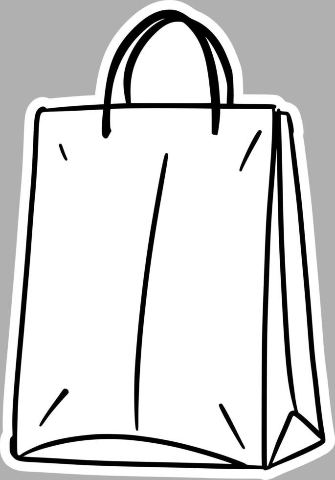Hand-Drawn Shopping Bag, Black and White Sketch vector