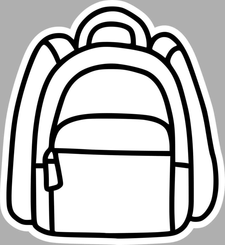 Minimalist Rucksack Doodle, Black and White Handmade Art vector