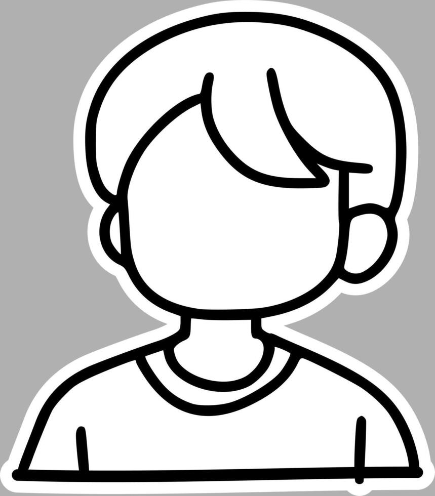 Hand-Drawn Faceless Avatar, Black and White Sketch vector