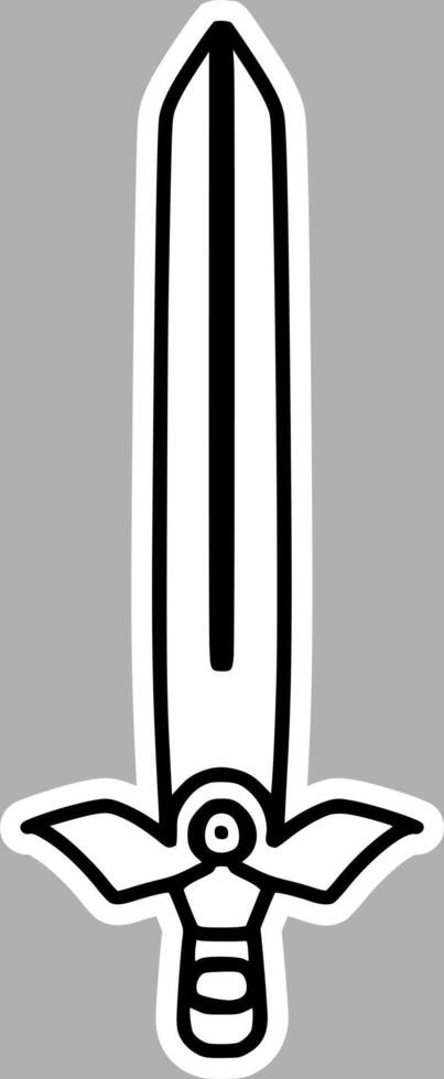 Rustic Royal Blade Illustration, Black and White Hand-Drawn Style vector