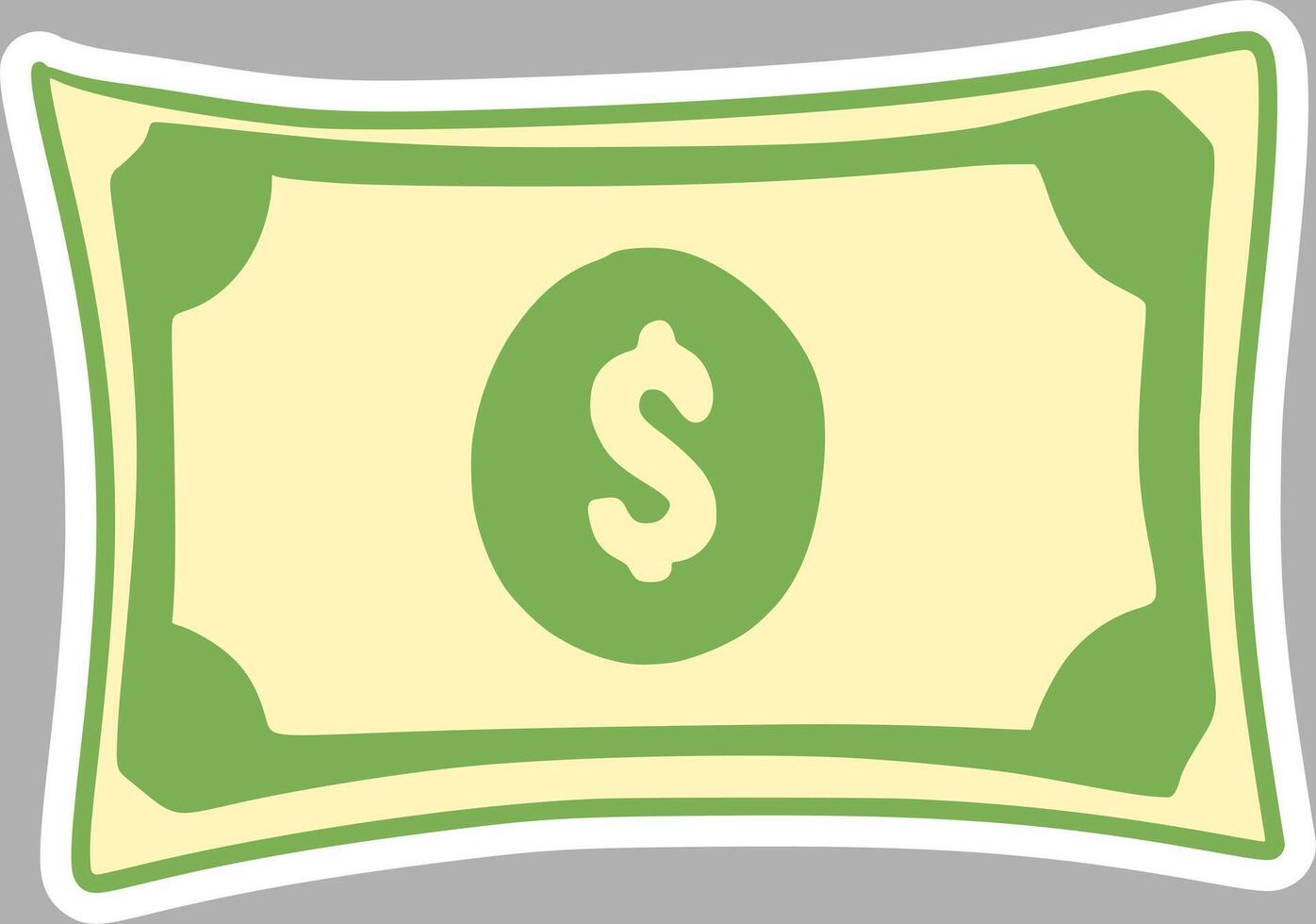 Minimalist Money Doodle, green color Handmade Art vector