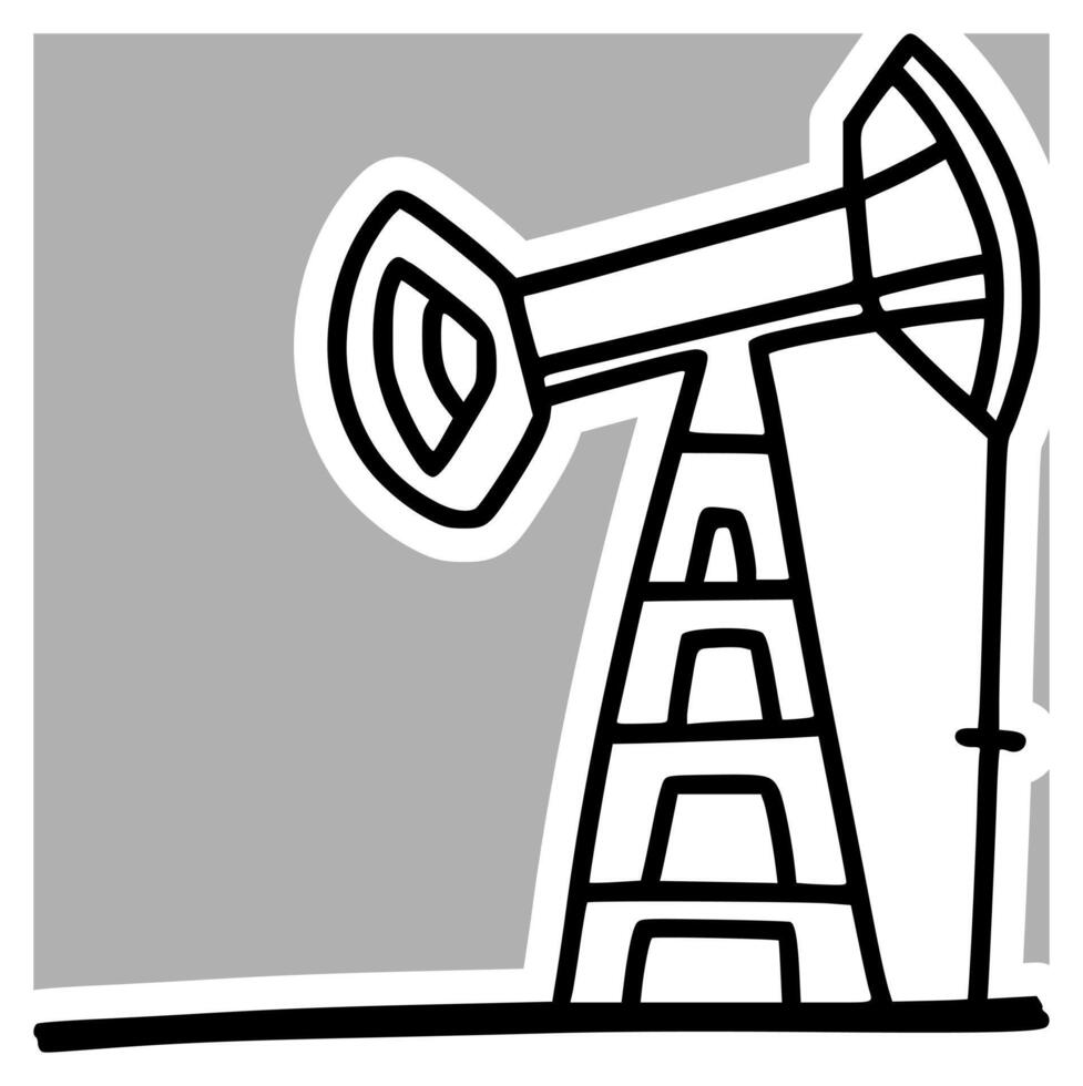 Vintage Offshore Drilling Platform, Handcrafted Ink Drawing vector