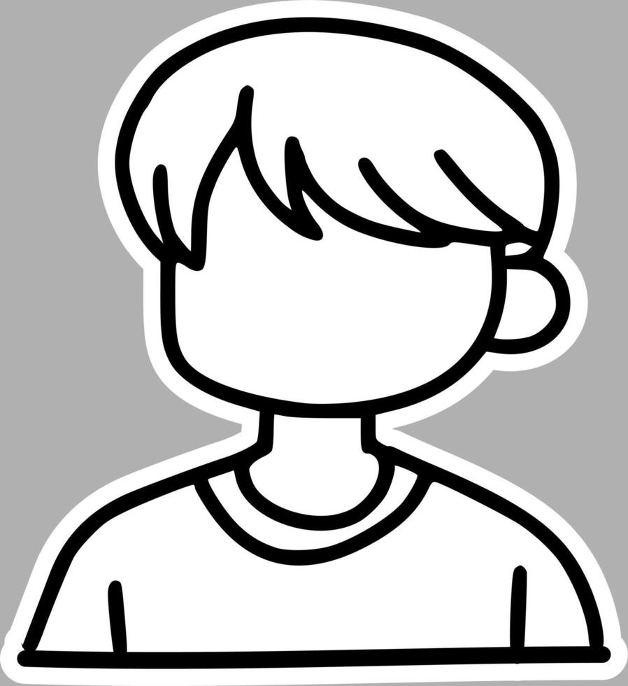 Monochrome Faceless Profile Picture, Handcrafted Ink Drawing vector