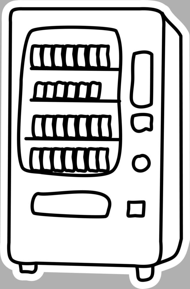 Detailed Self-Service Machine Drawing, Classic Hand-Sketched Artwork vector