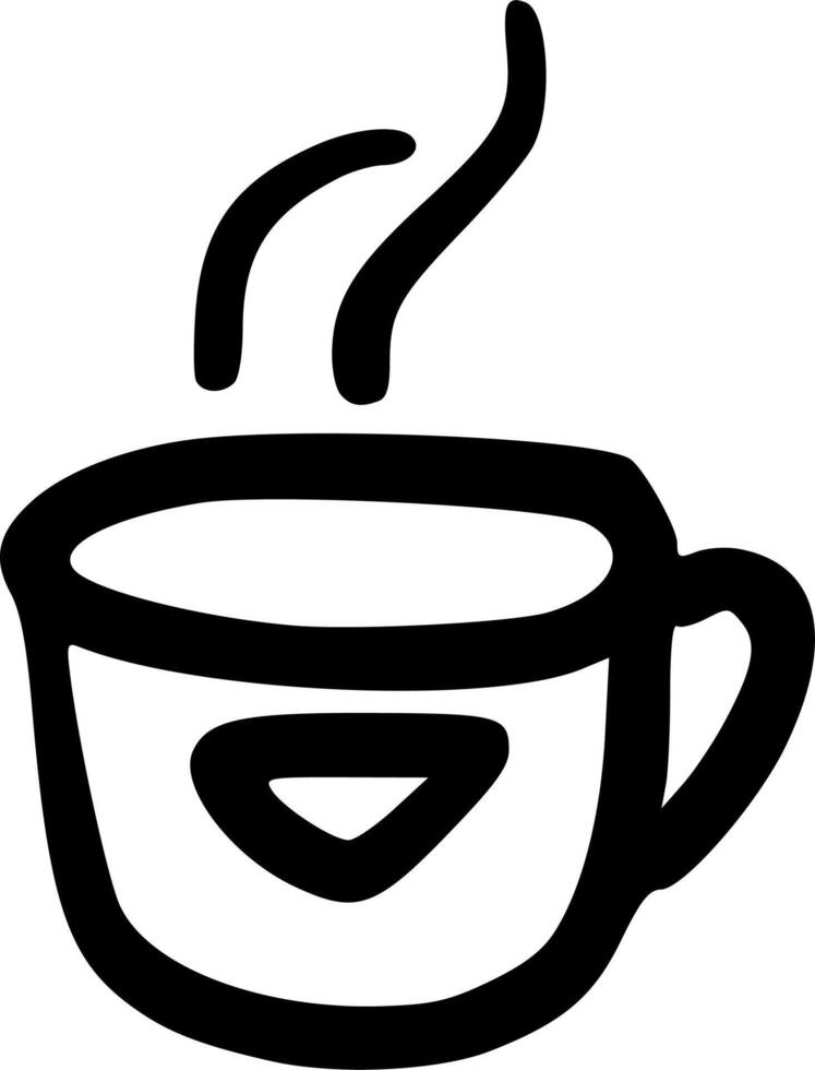 Hand-Drawn Black and White Cute Coffee Cup Doodle Illustration vector