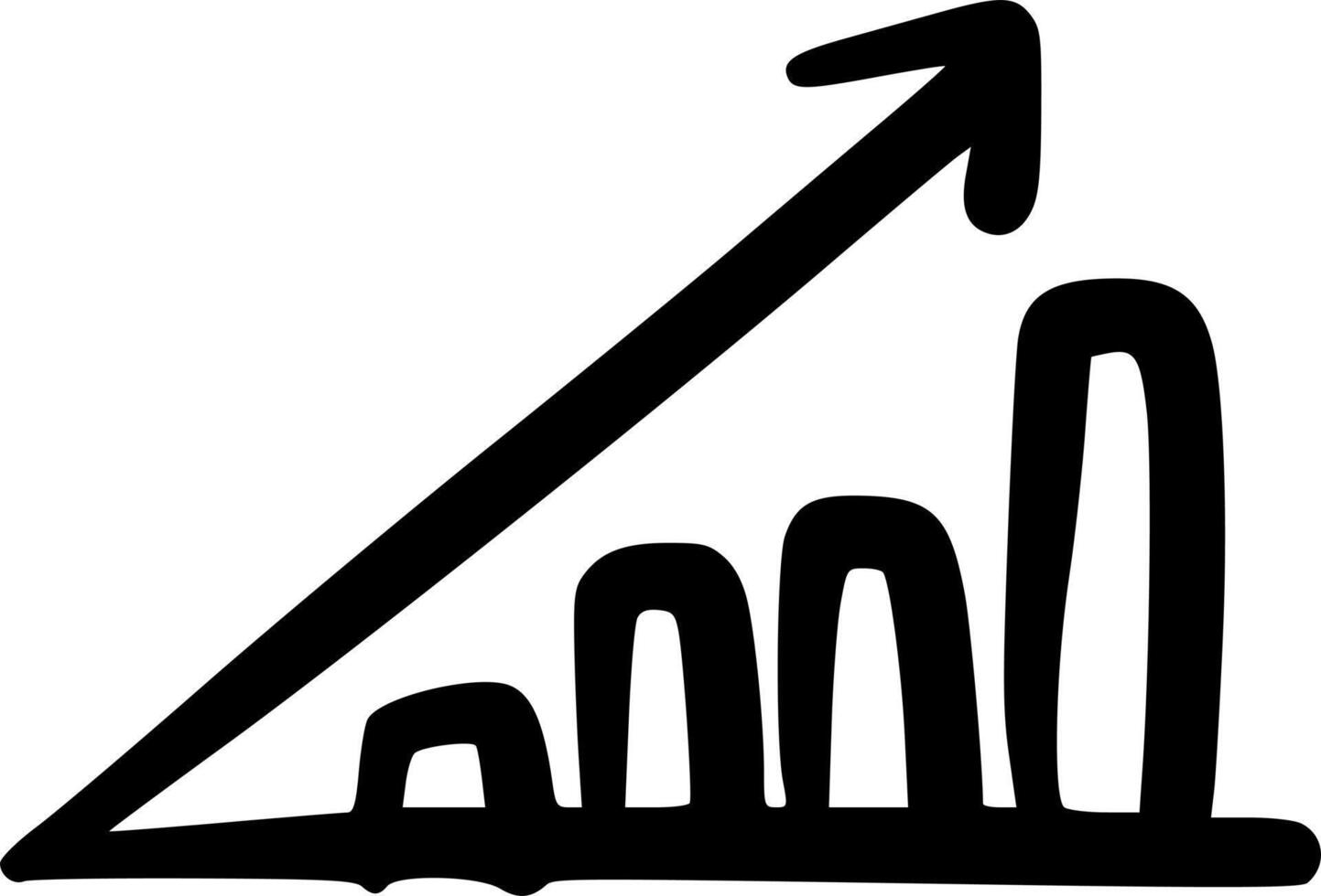 Hand-Drawn Black and White Upward Arrow Representing Business Success Doodle Illustration vector