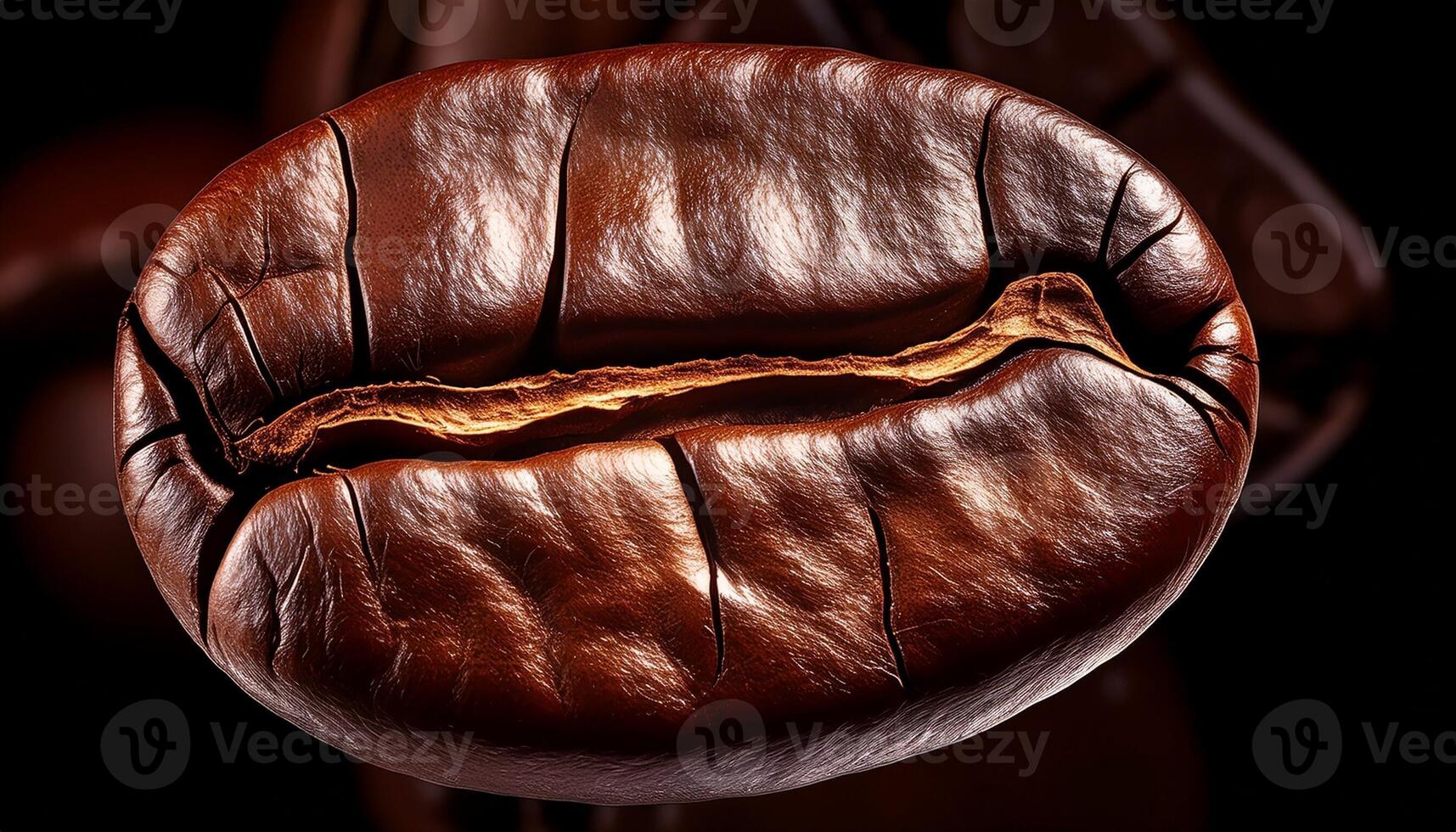 Detailed View of a Roasted Coffee Bean Capturing Rich Textures and Deep Color photo