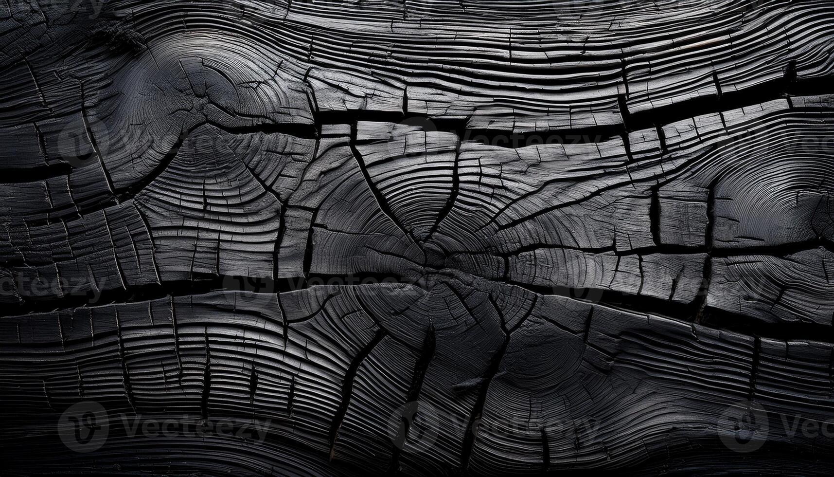 Detailed Texture of Charred Wood With Deep Cracks and Patterns Reminiscent of Natural Artistry photo