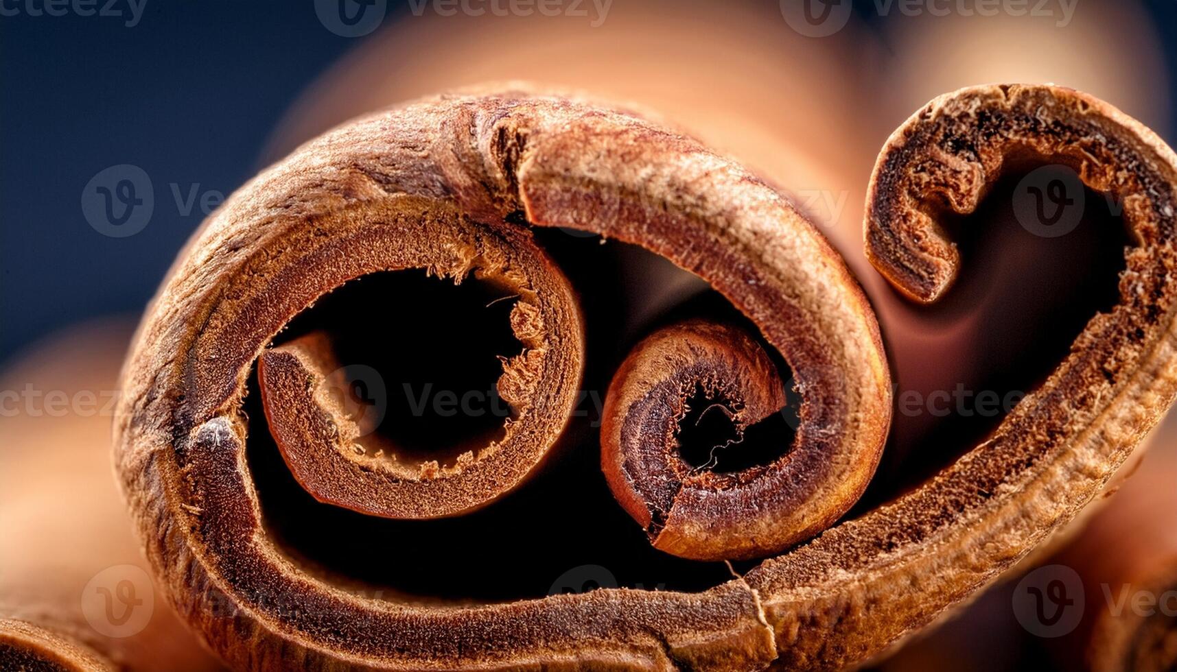 Detailed Close-Up View of Rolled Cinnamon Sticks Showcasing Their Rich Texture and Natural Colors photo