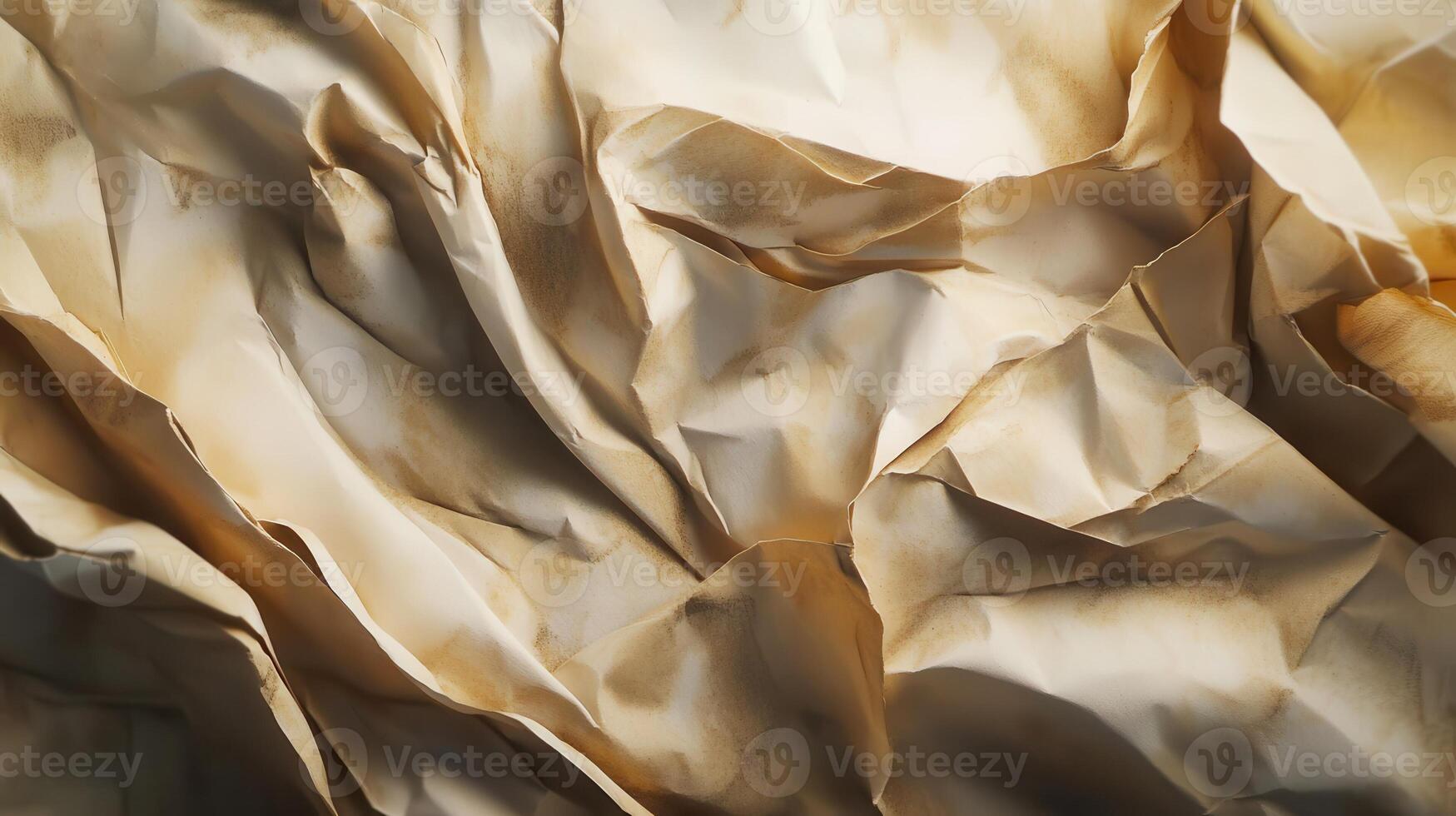 Crumpled paper background with creases and folds photo