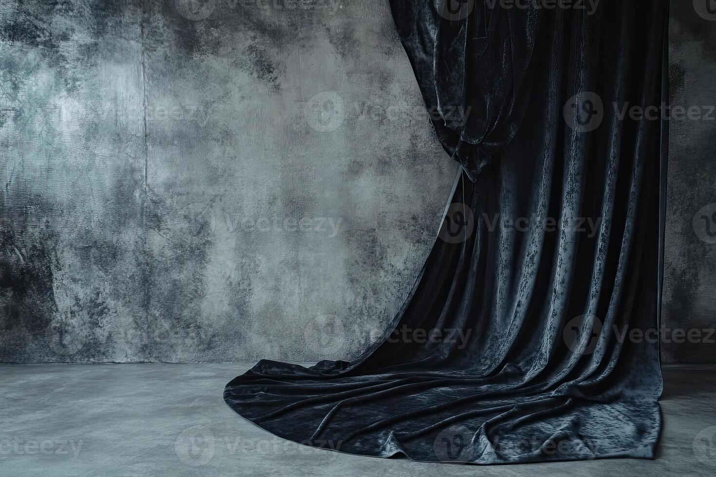 Dark velvet backdrop, grunge wall, studio photo