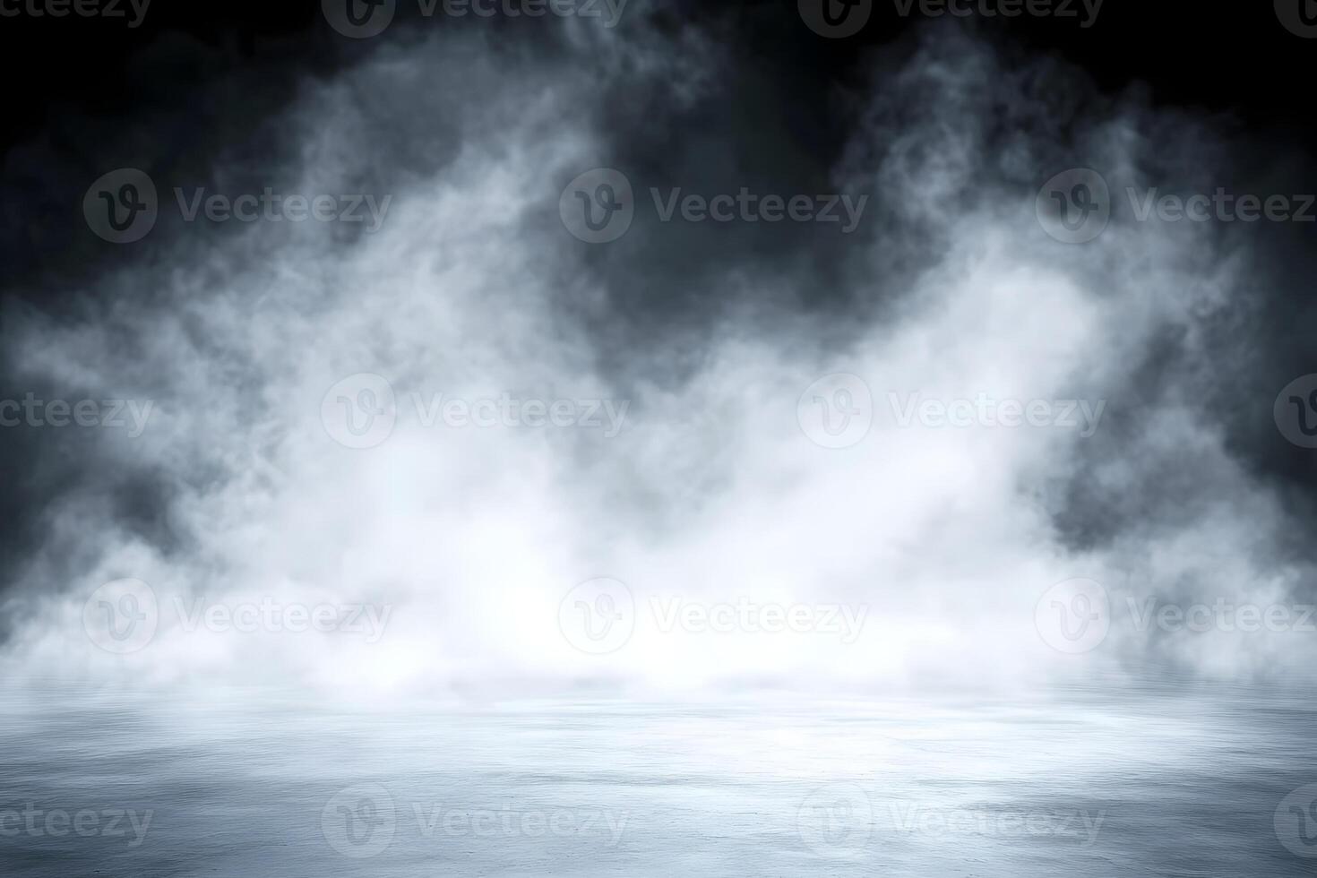 Foggy floor studio backdrop, dark background, product display photo