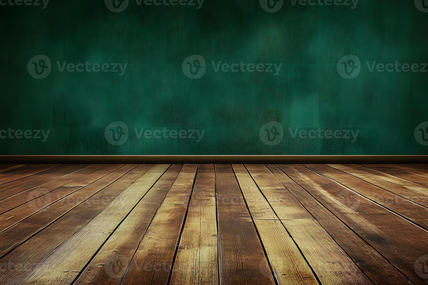 Empty room, green wall, wood floor, background texture, design photo