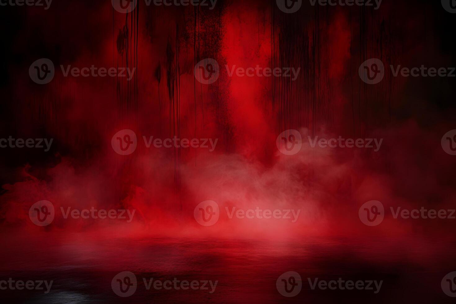 Red smoky studio backdrop, dark forest, product display photo