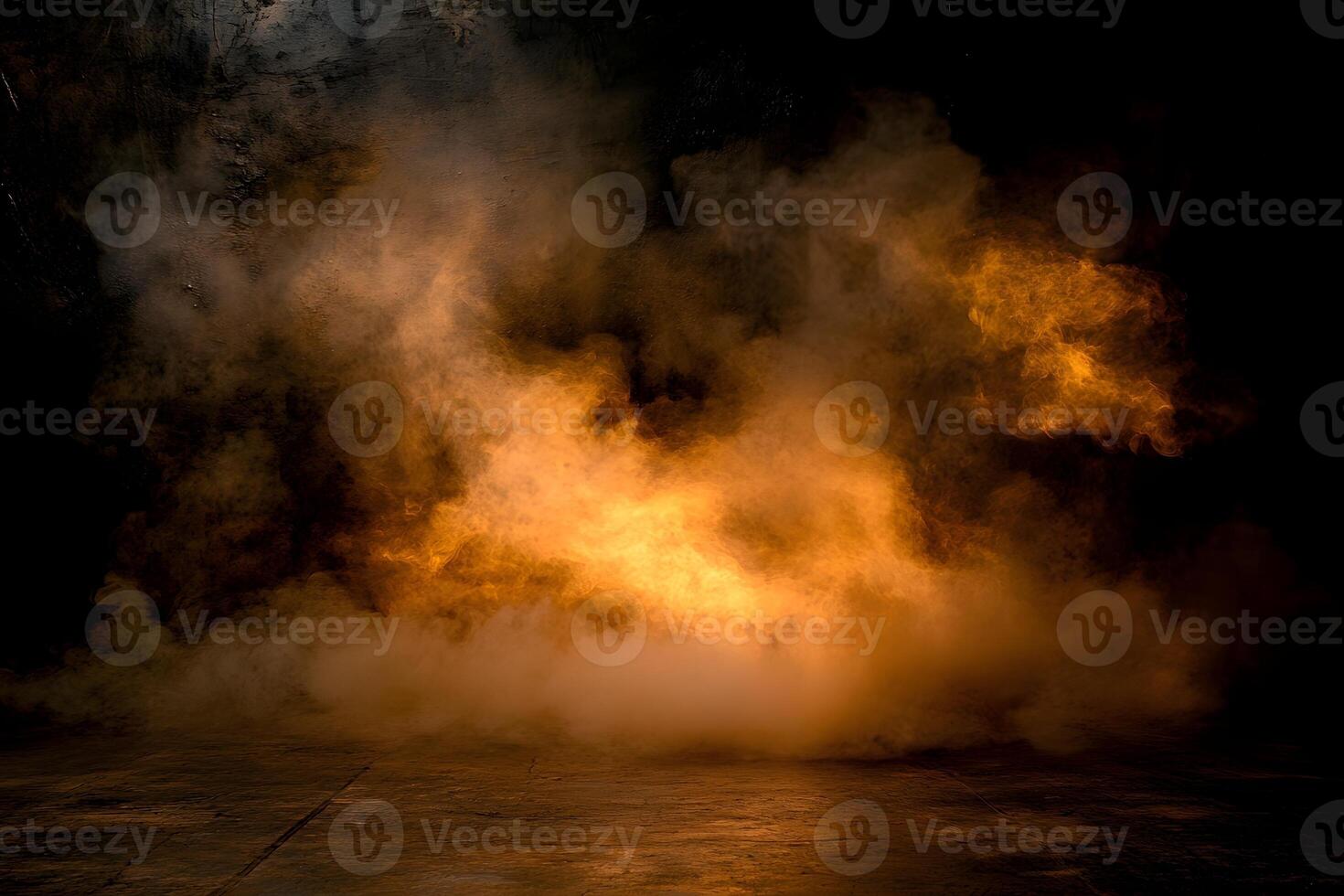 Orange smoke studio floor background photo