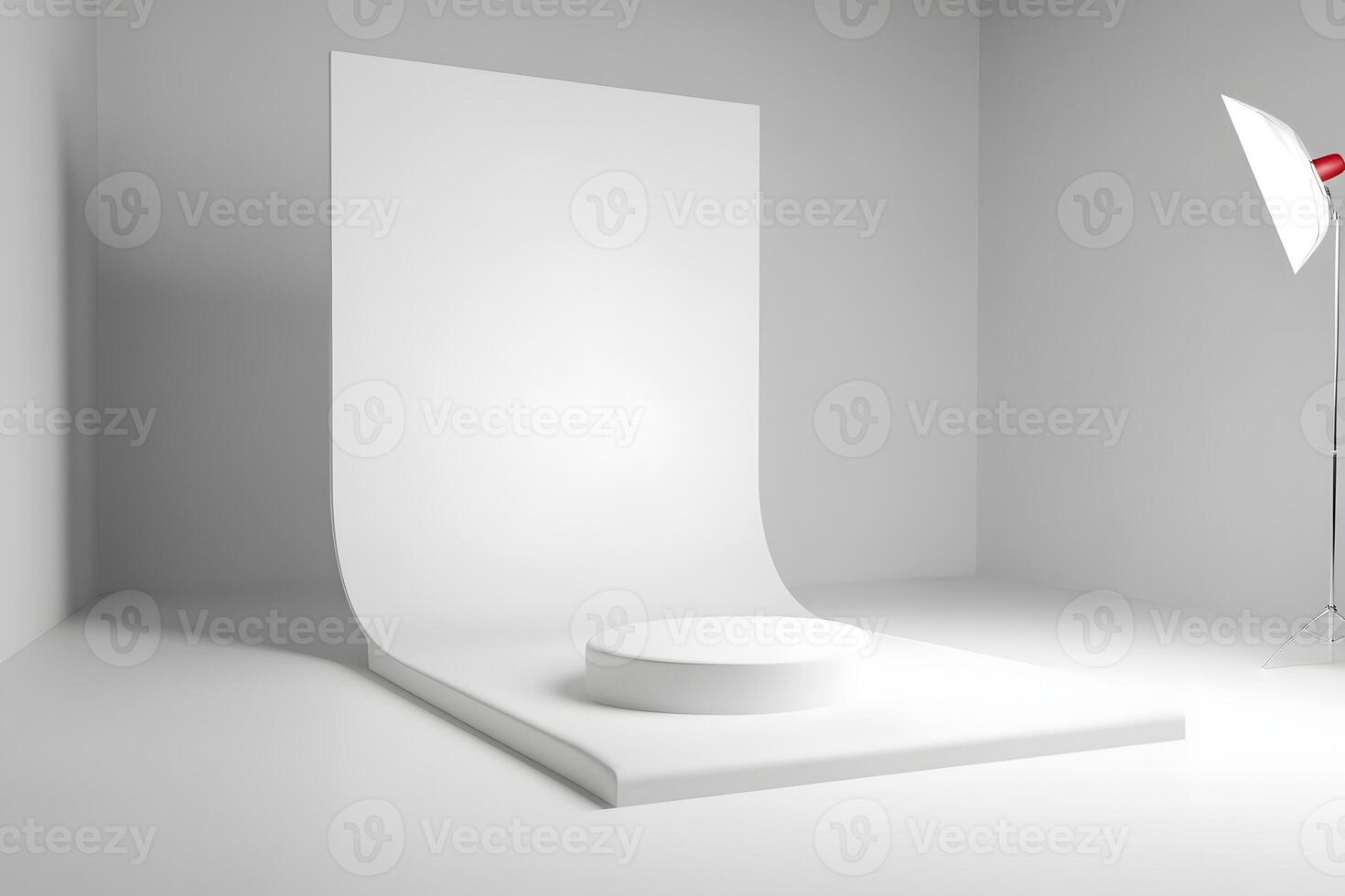 Studio backdrop, product display, white room, lighting photo
