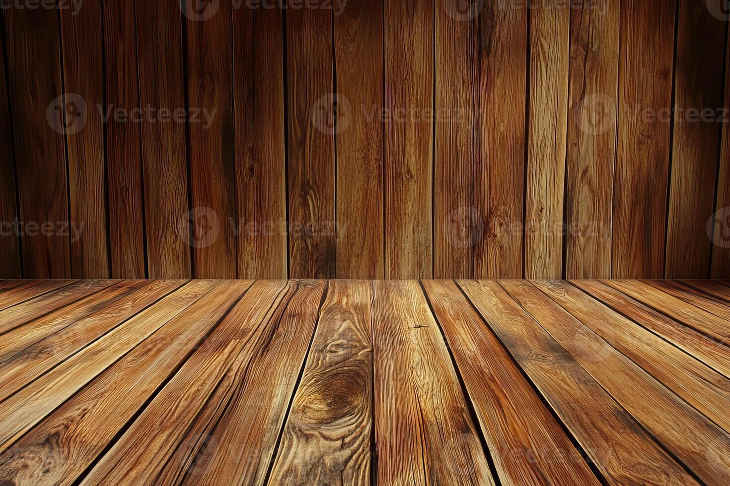 Wooden floor with wooden wall background photo