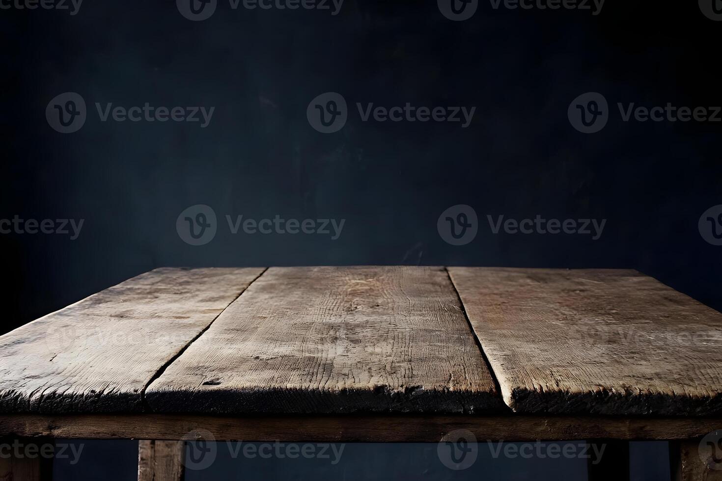 Rustic wooden table, dark backdrop, product display photo