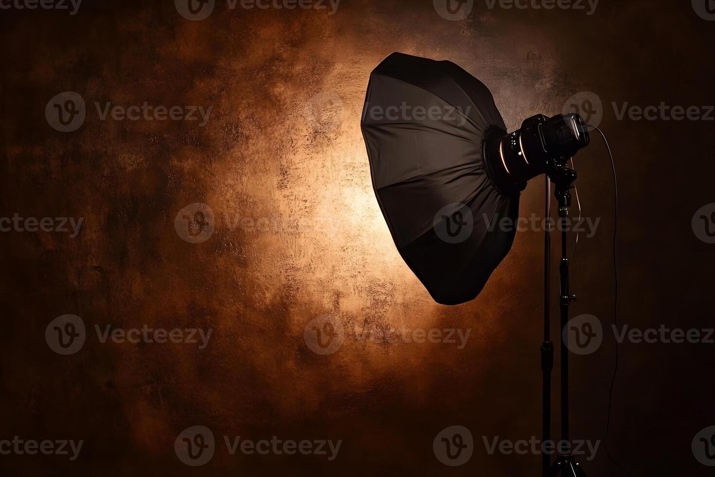 Studio lighting setup, brown backdrop, photography photo