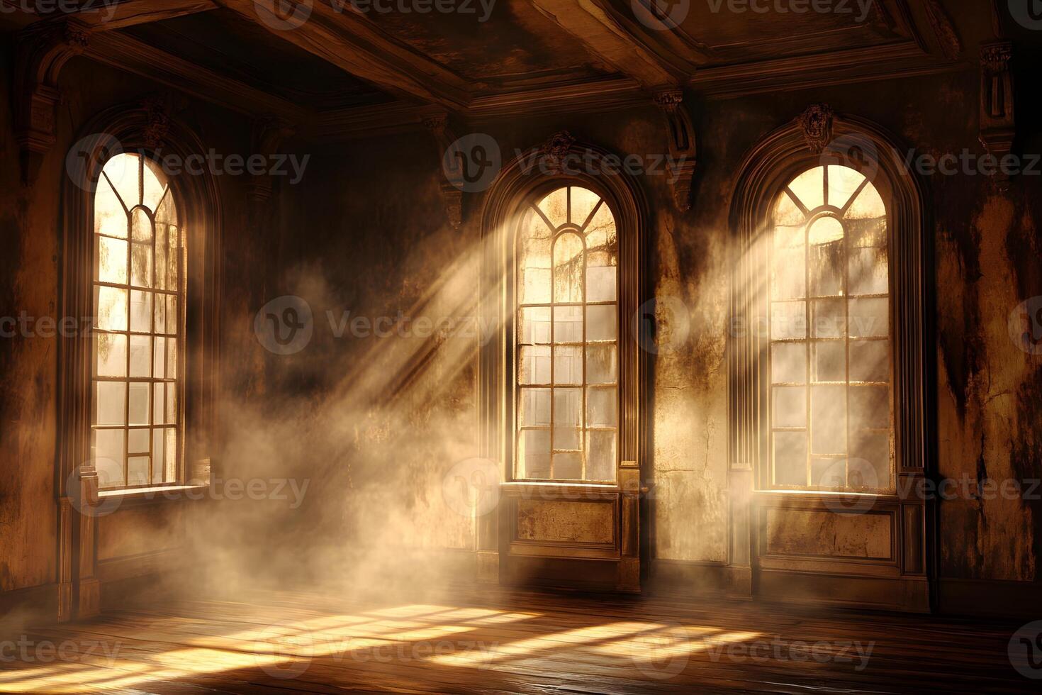 Sunbeams in Dusty Old Mansion Room photo