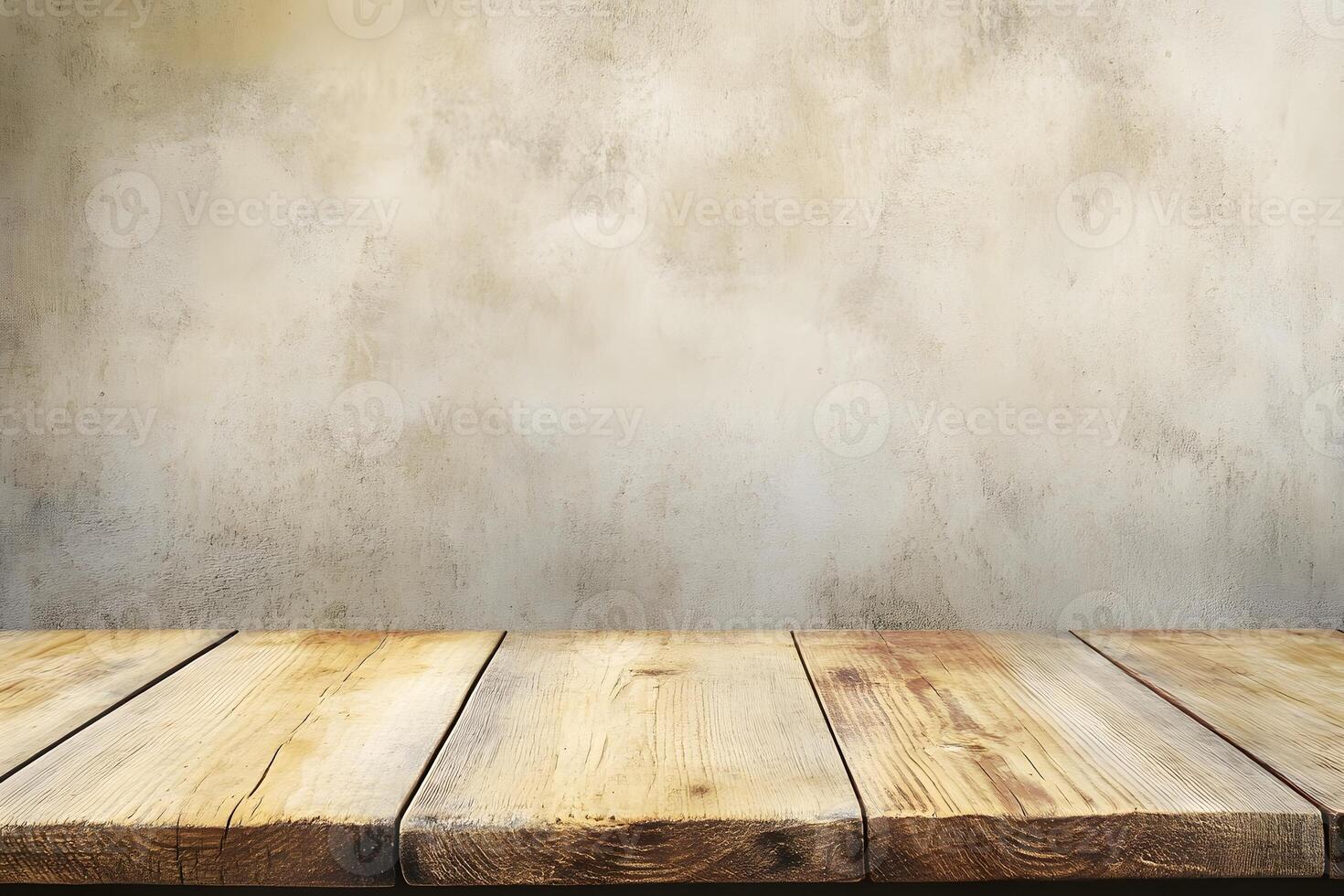 Wooden table with old wall background photo