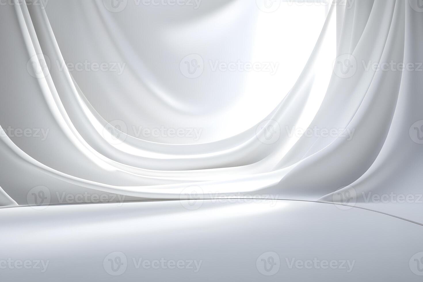 White fabric drapes studio backdrop, interior photo
